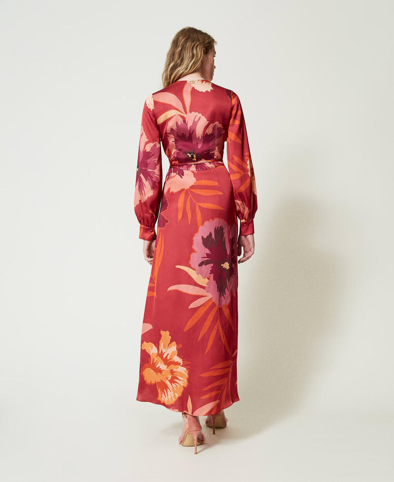 Scee by twin set Abito lungo in raso a fiori Offerte