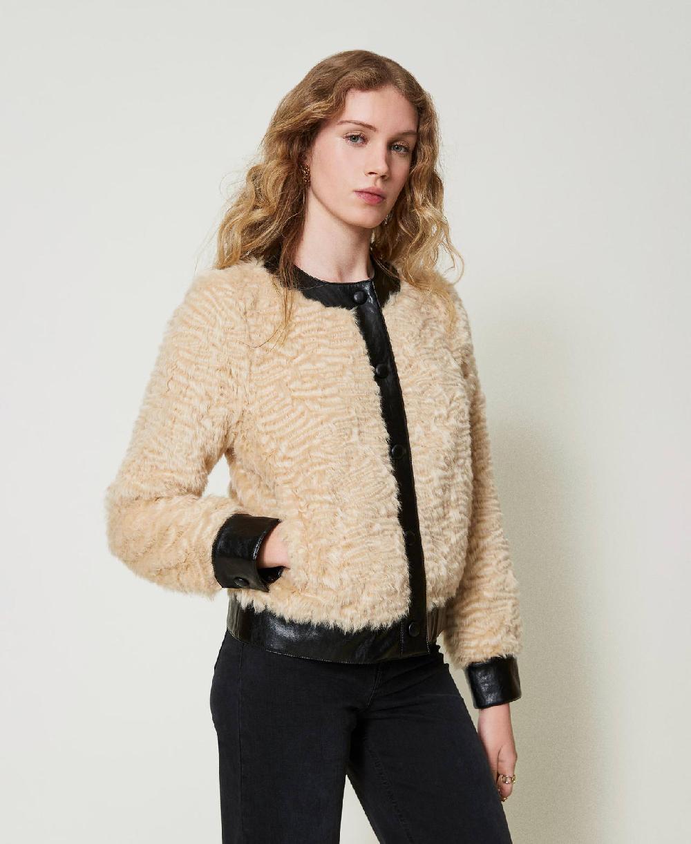 Scee by twin set Giacca boxy in faux fur Vendite Flash