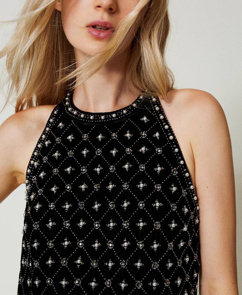 Scee by twin set Abito corto halter in velluto ricamato Negozio