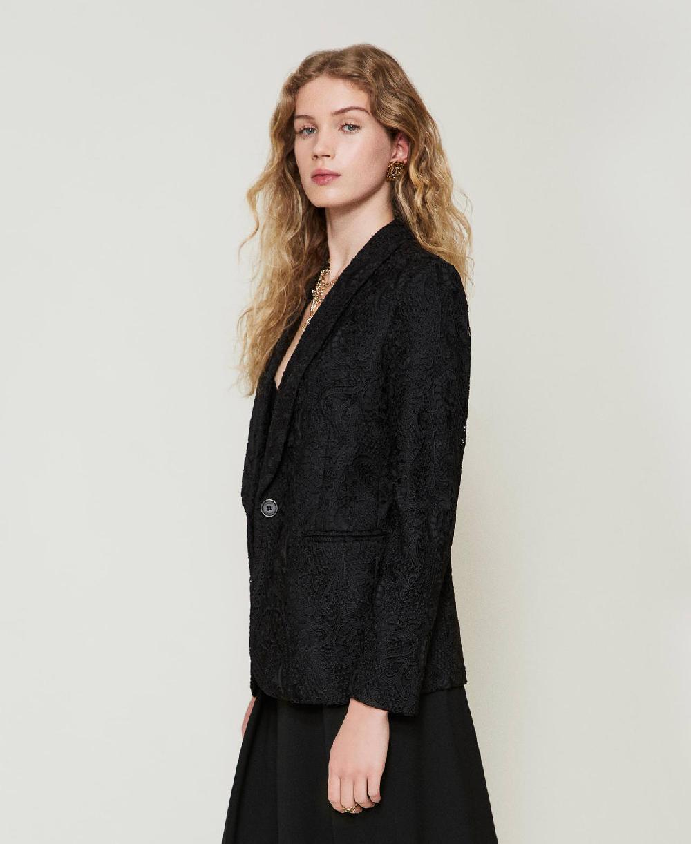 Scee by twin set Giacca blazer in pizzo macramè Moda