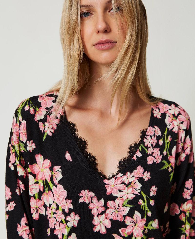 Scee by twin set Maglia con stampa a fiori e pizzo Sconto di tempo limitato