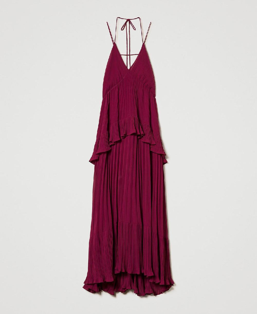 Scee by twin set Abito lungo in georgette plissé