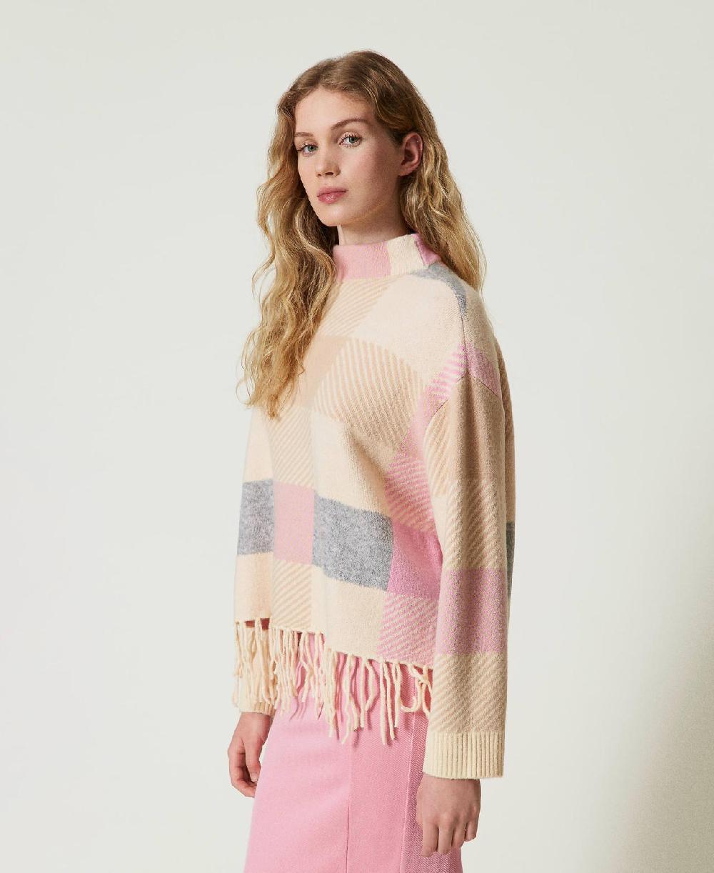 Scee by twin set Maglia jacquard con frange Flash Sale