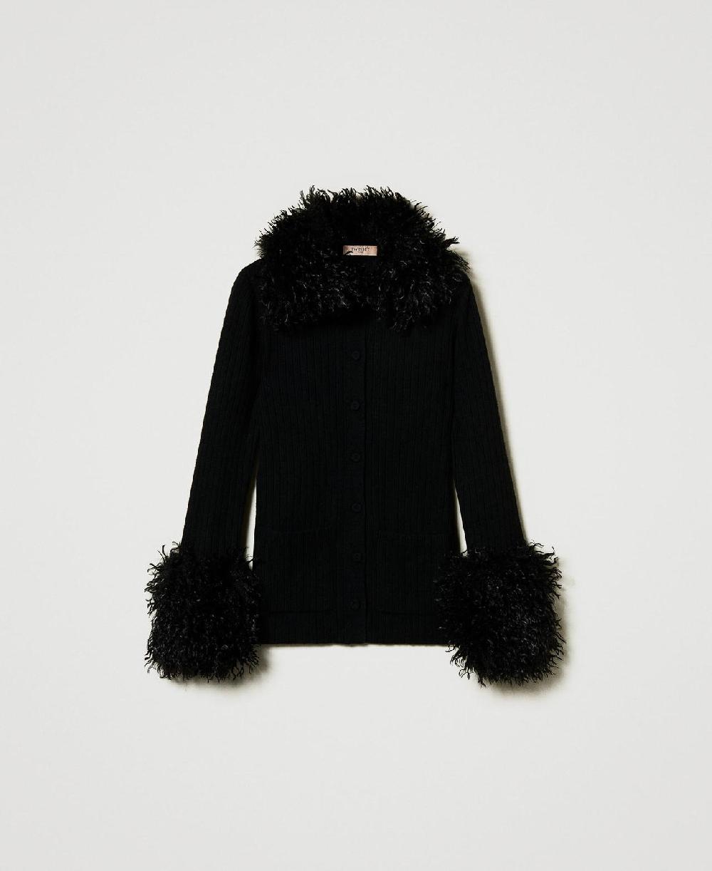 Scee by twin set Cardigan in misto lana e faux fur Fornitura limitata