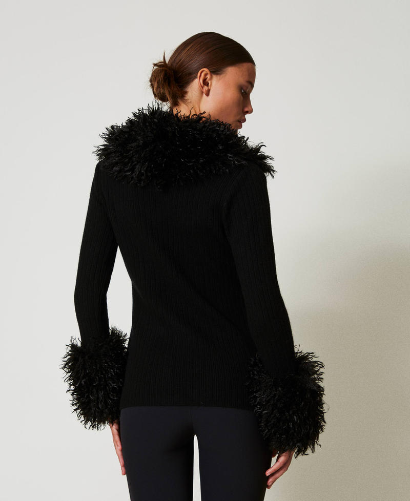Scee by twin set Cardigan in misto lana e faux fur Fornitura limitata