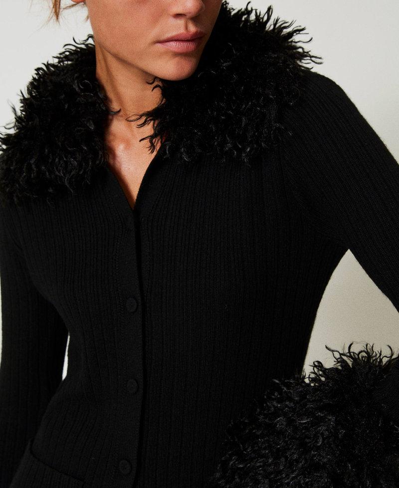 Scee by twin set Cardigan in misto lana e faux fur Fornitura limitata