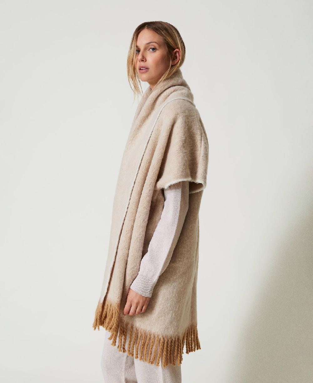 Scee by twin set Poncho mélange con frange Offerta natalizia