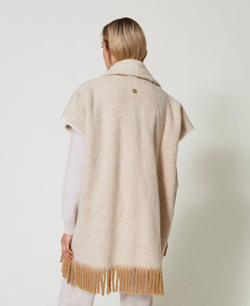 Scee by twin set Poncho mélange con frange Offerta natalizia