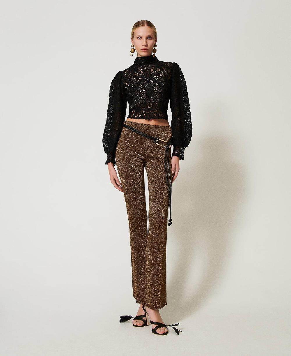 Scee by twin set Pantaloni flare in maglia con lurex Offerta Pasqua