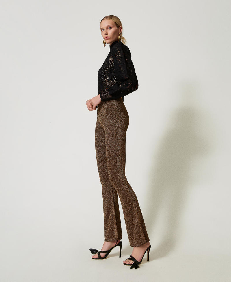 Scee by twin set Pantaloni flare in maglia con lurex Offerta Pasqua