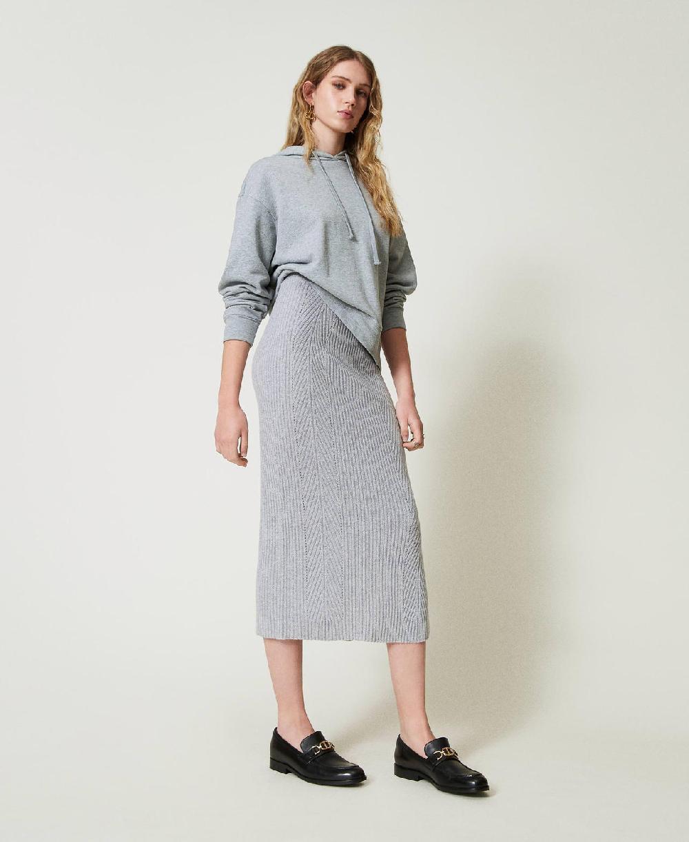 Scee by twin set Gonna longuette in maglia misto lana e lurex Offerta San Valentino