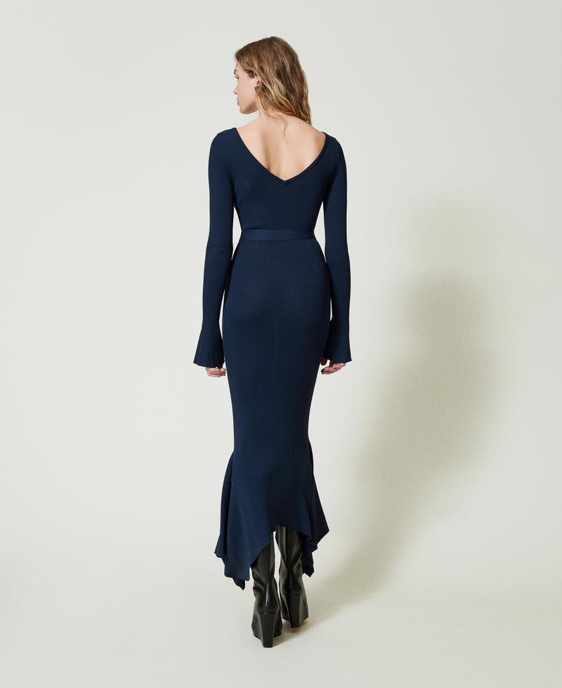 Scee by twin set Abito longuette in maglia con cintura e volant Offerta Anniversario