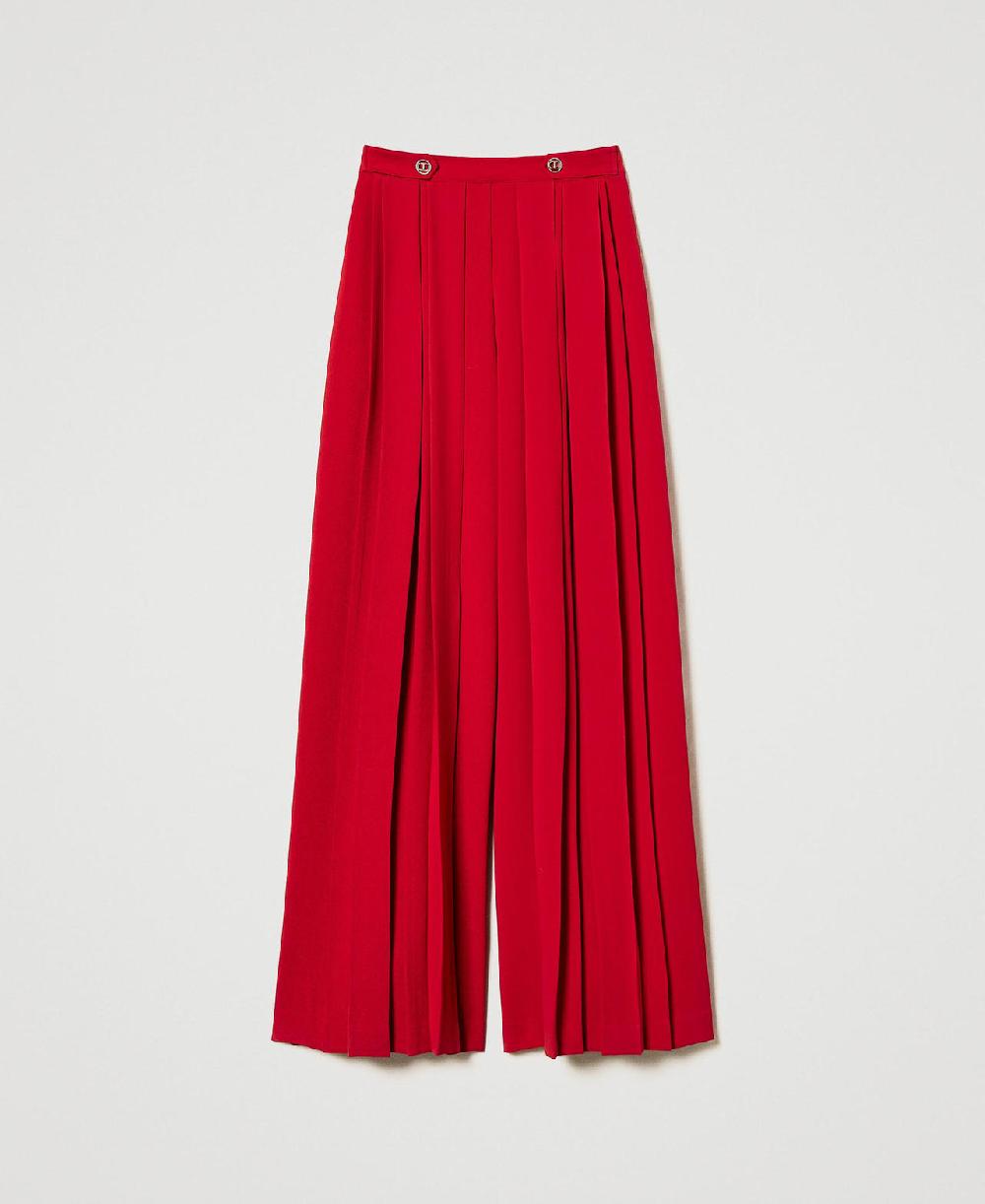 Scee by twin set Pantaloni in crêpe plissé con bottoni
