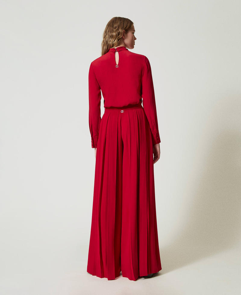 Scee by twin set Pantaloni in crêpe plissé con bottoni Vendita calda