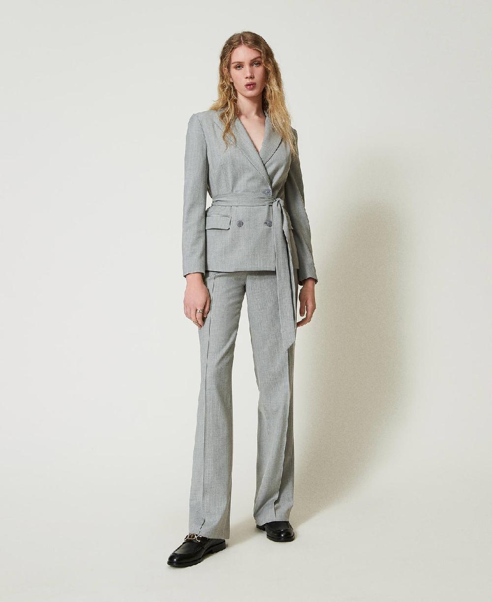 Scee by twin set Pantaloni in misto lana con piega Grandi sconti