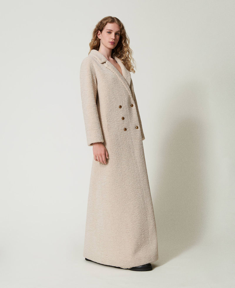 Scee by twin set Cappotto lungo doppiopetto in faux fur Nuovi prodotti