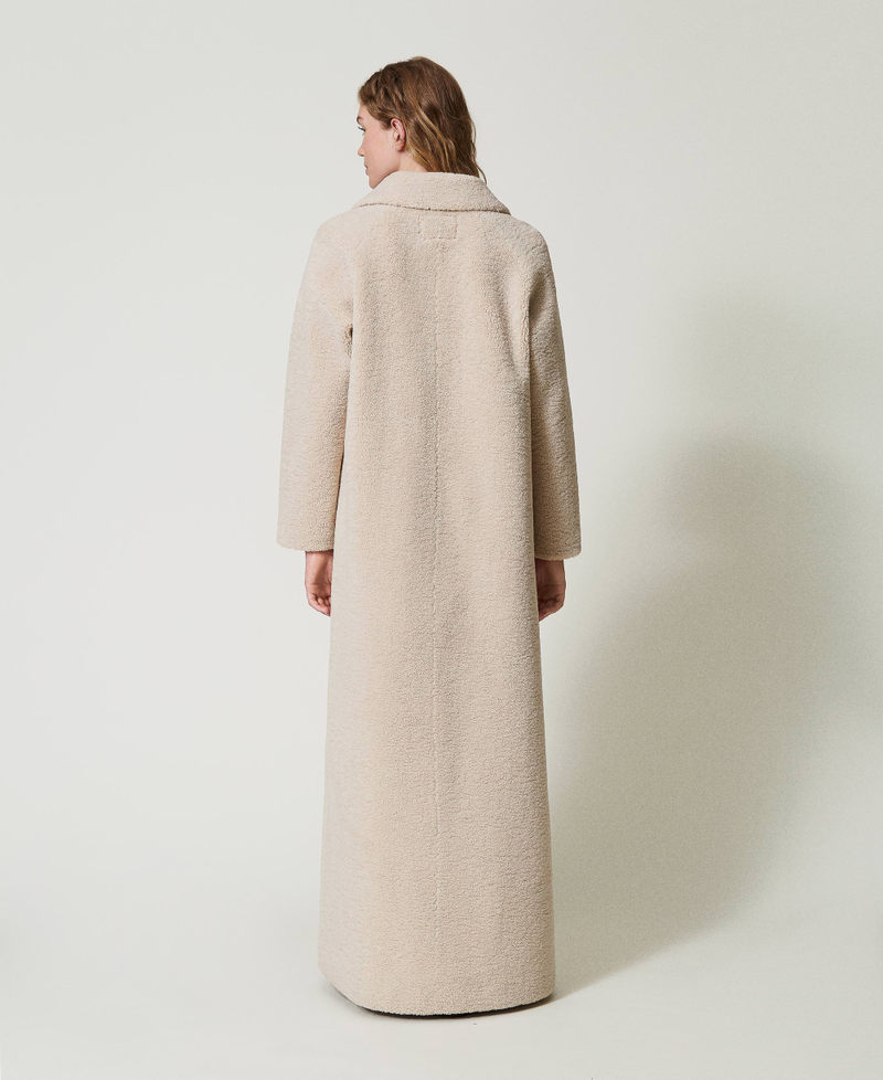 Scee by twin set Cappotto lungo doppiopetto in faux fur Nuovi prodotti