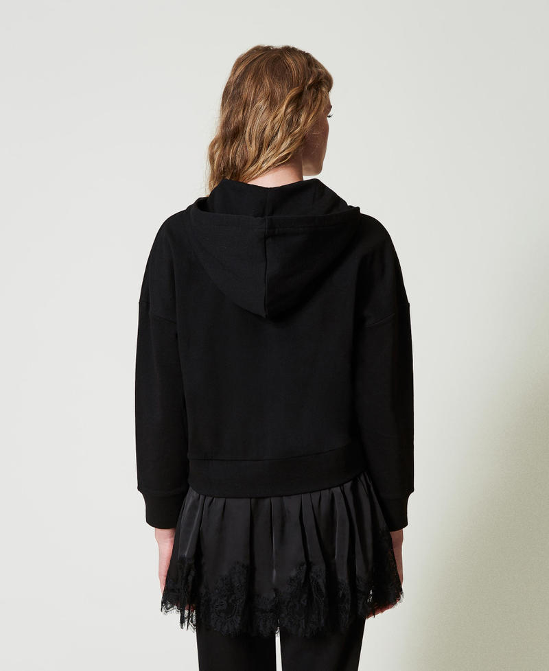 Scee by twin set Felpa con raso e pizzo Comprane uno, ottenene uno gratis