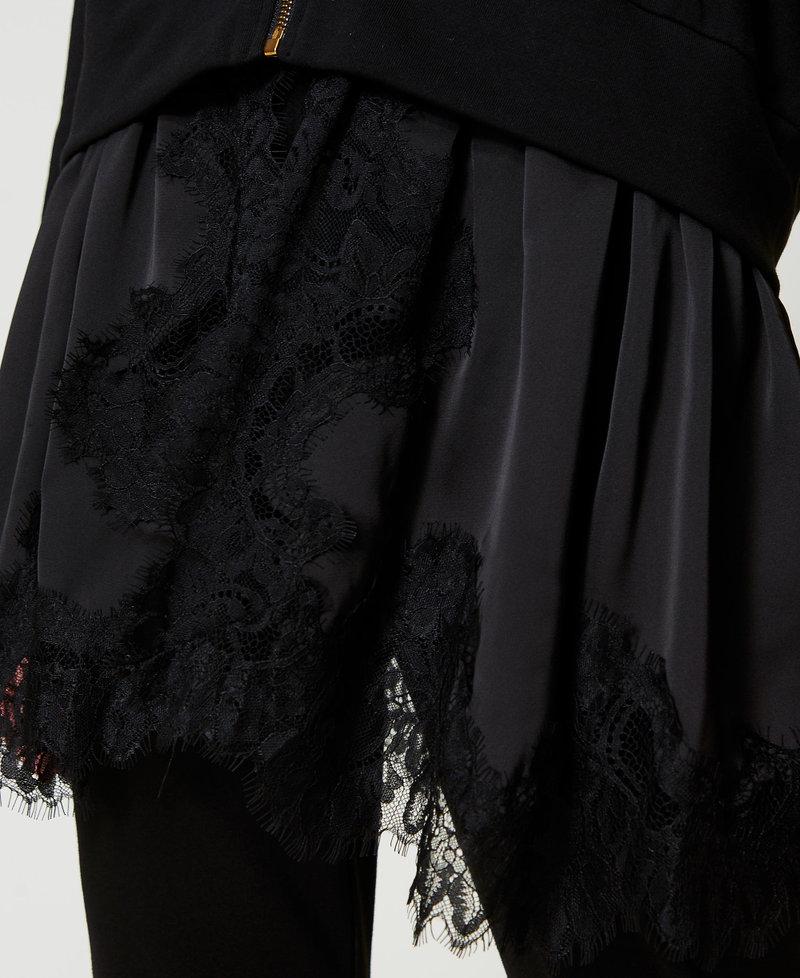 Scee by twin set Felpa con raso e pizzo Comprane uno, ottenene uno gratis