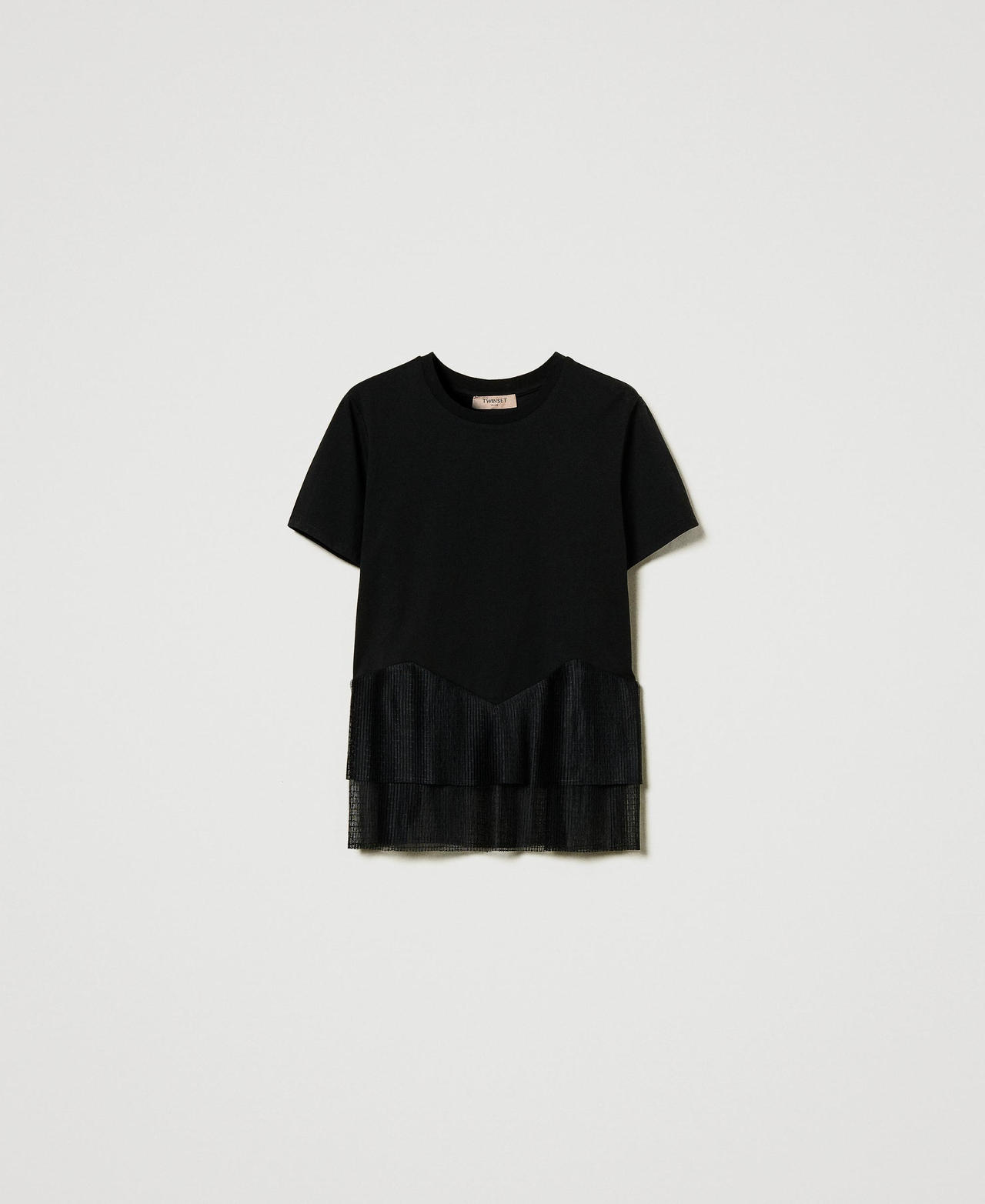 Scee by twin set T-shirt con balze in tulle Sconti VIP
