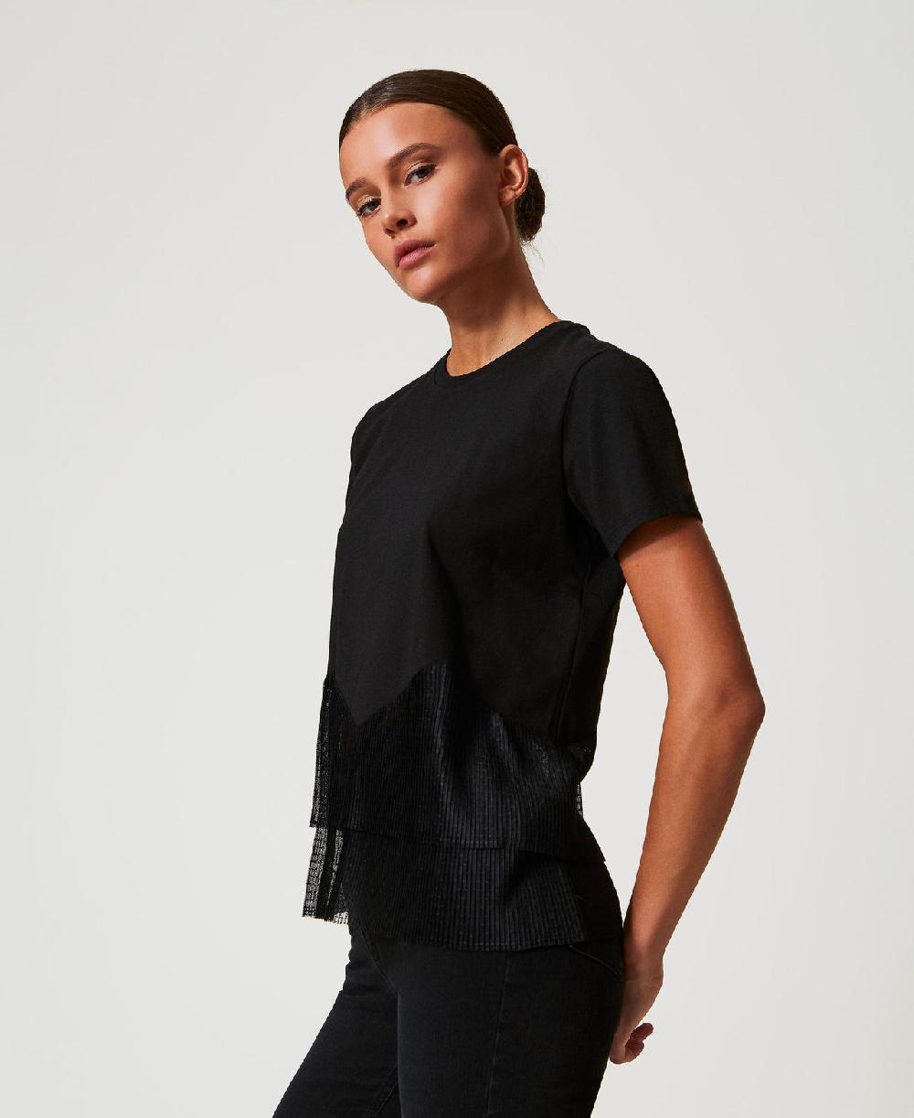 Scee by twin set T-shirt con balze in tulle Sconti VIP