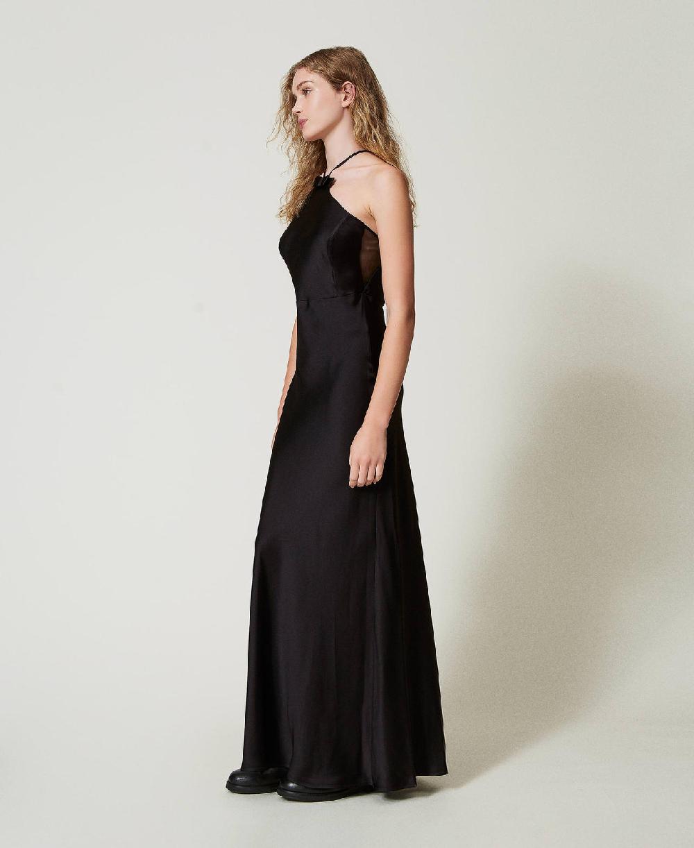 Scee by twin set Abito halter lungo in raso Fino al 60% di sconto