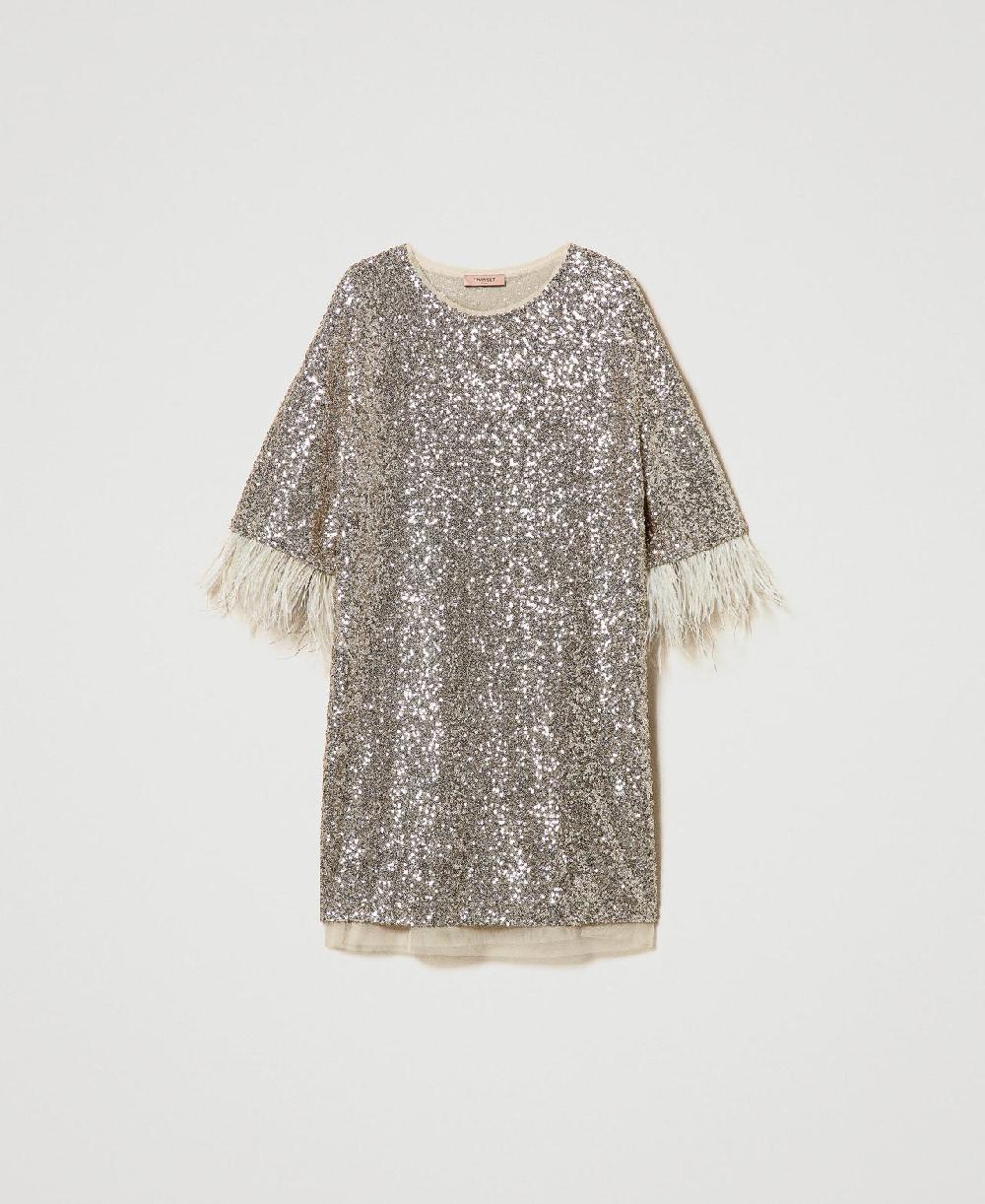 Scee by twin set Abito corto in full paillettes Sostegno trimestrale