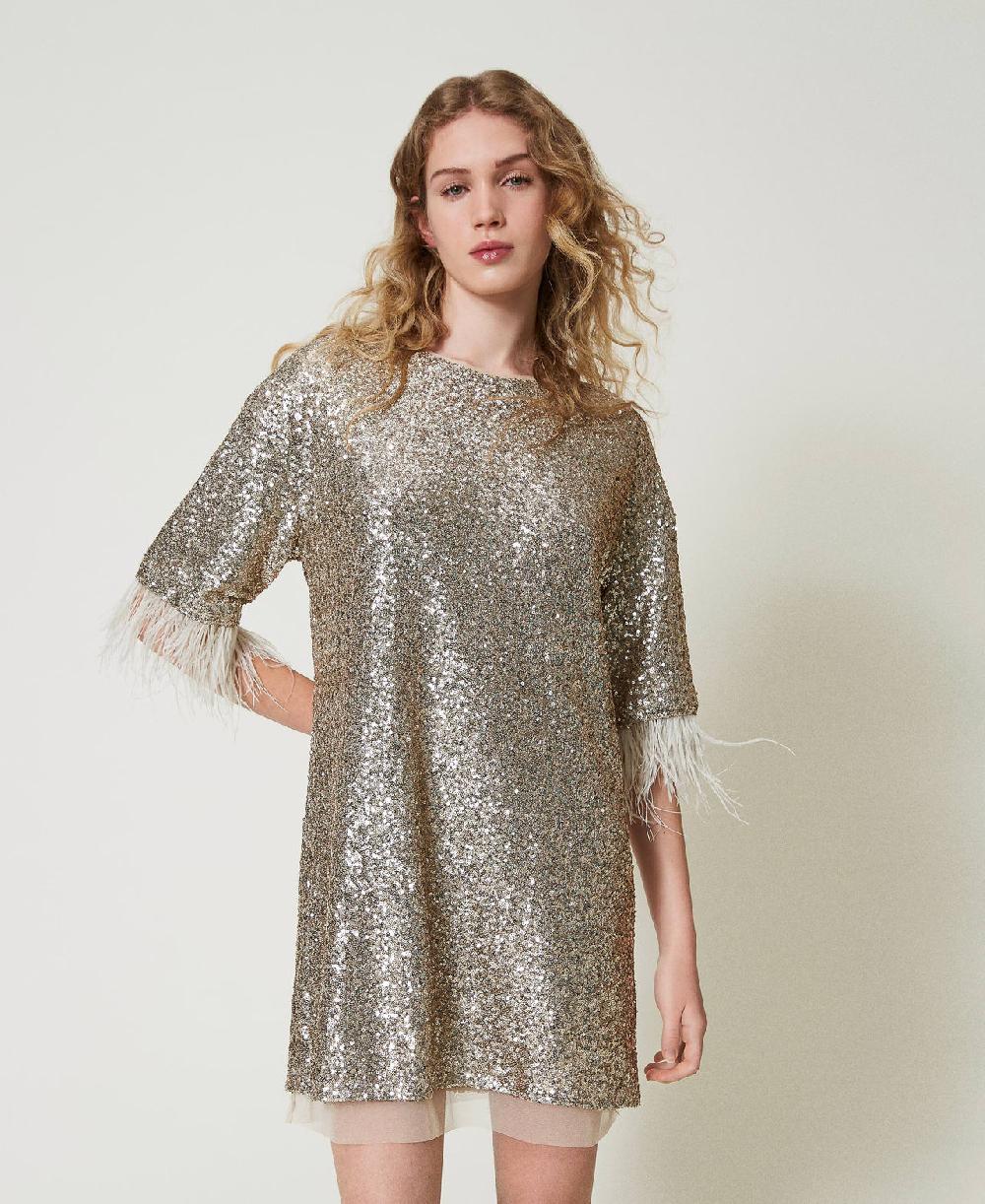 Scee by twin set Abito corto in full paillettes Sostegno trimestrale
