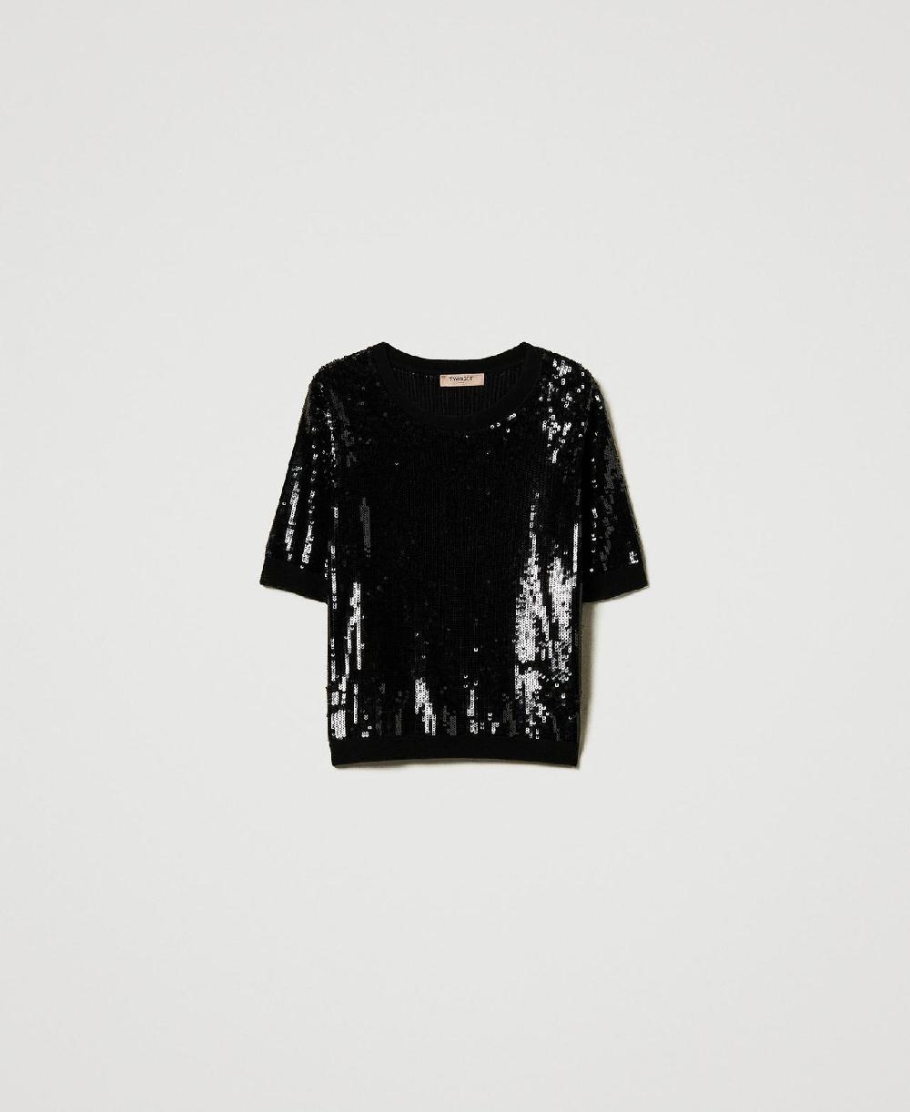 Scee by twin set Maglia con ricamo in full paillettes Solo un giorno rimasto