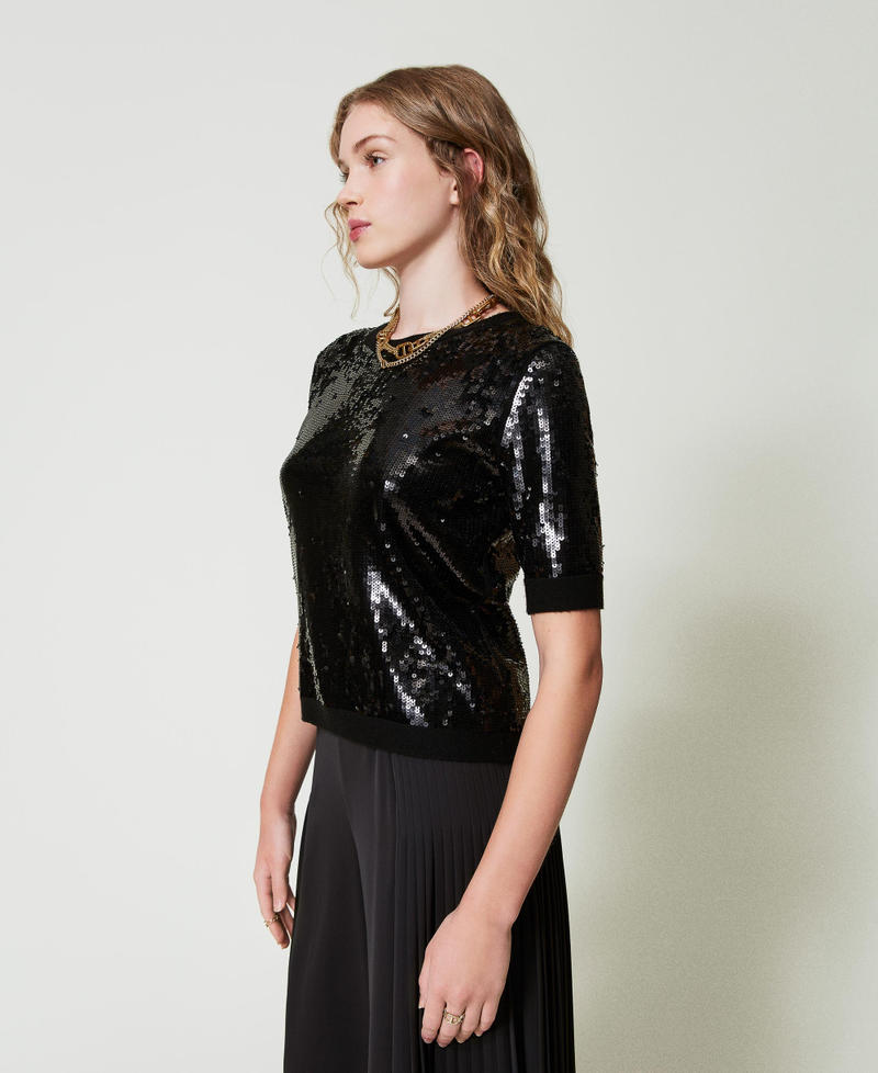 Scee by twin set Maglia con ricamo in full paillettes Solo un giorno rimasto