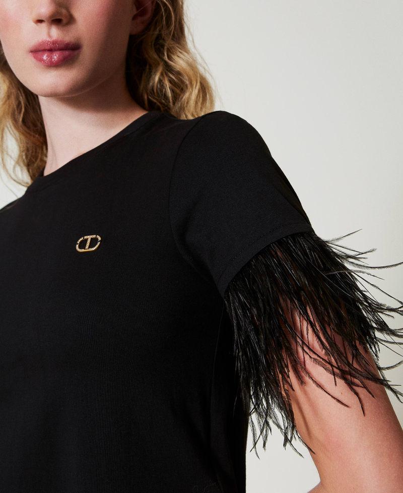 Scee by twin set T-shirt con logo Oval T e piume Officina