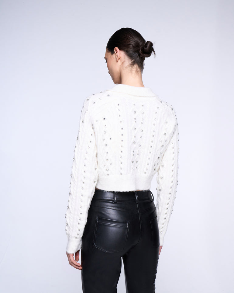 Silvian Heach Cardigan crop con strass Saldi Di Fabbrica