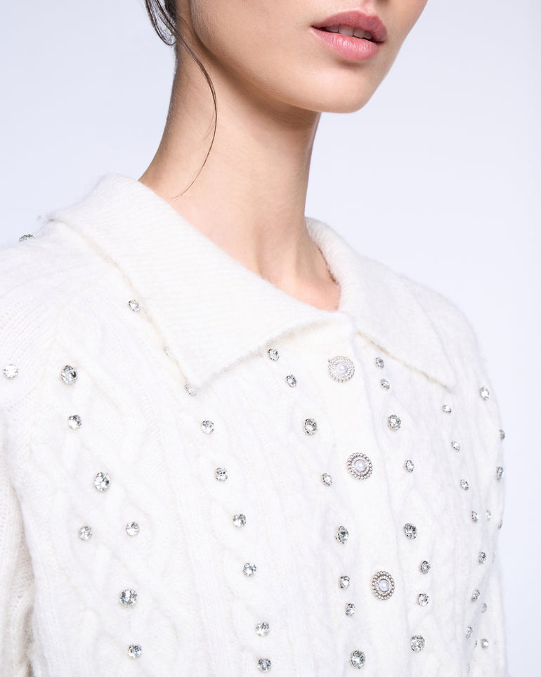 Silvian Heach Cardigan crop con strass Saldi Di Fabbrica