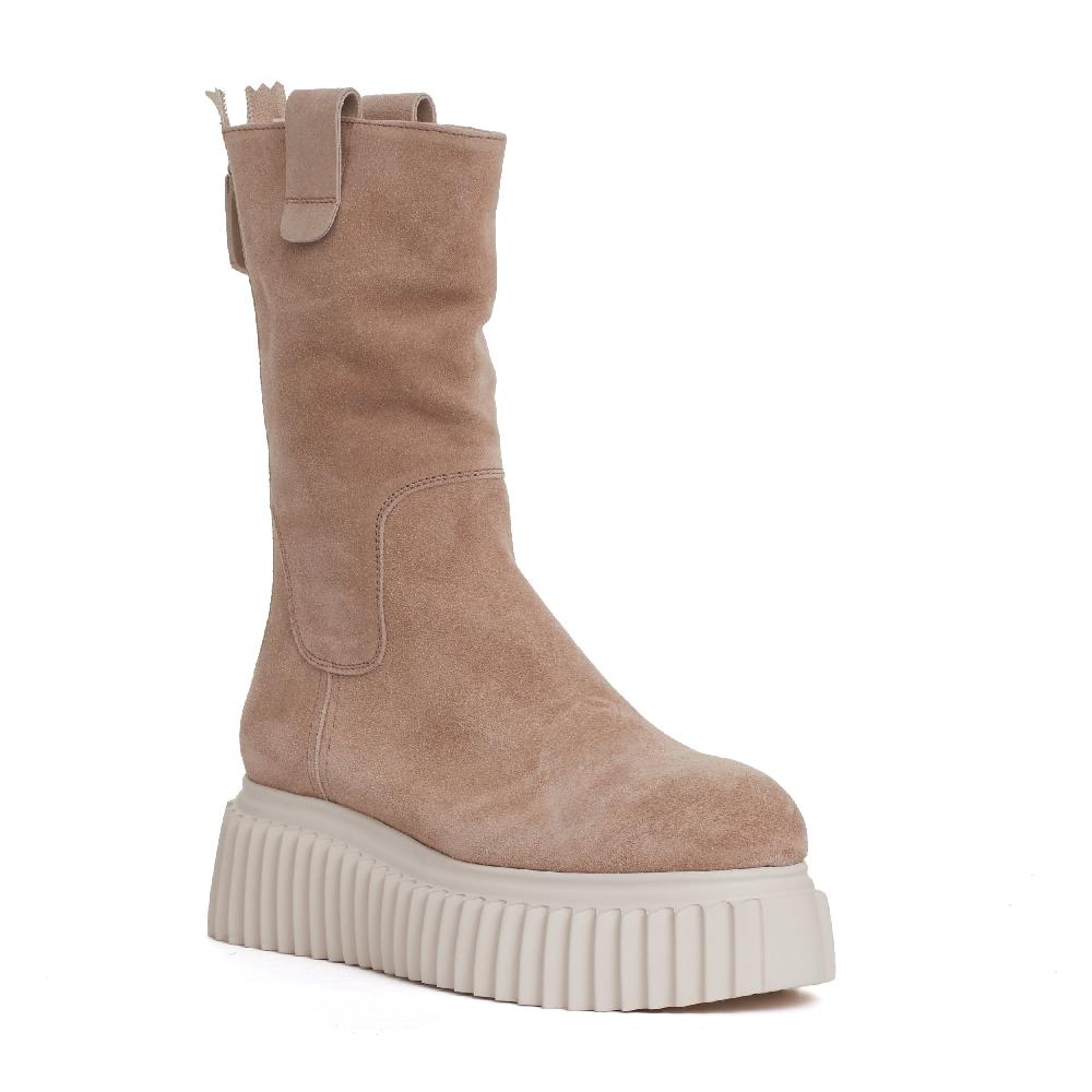 Sorelle Perego stivaletto fondo bianco in camoscio beige Offerte