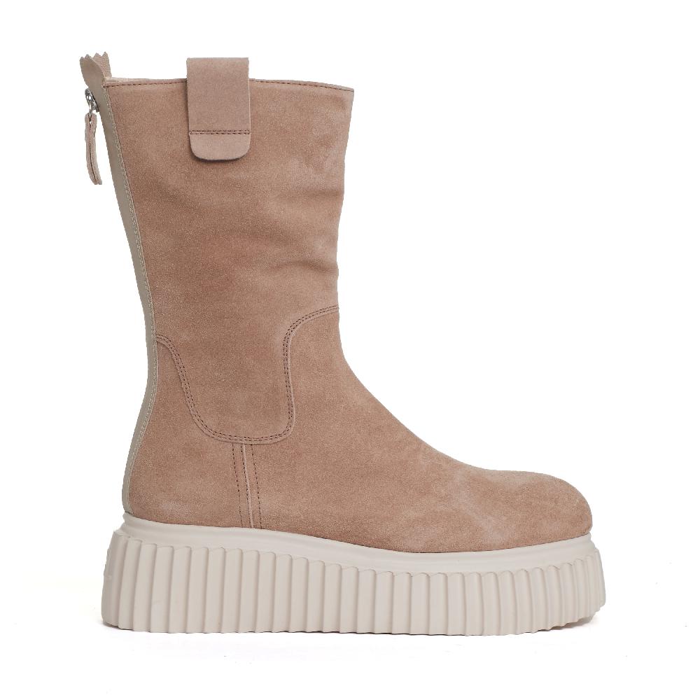 Sorelle Perego stivaletto fondo bianco in camoscio beige Offerte
