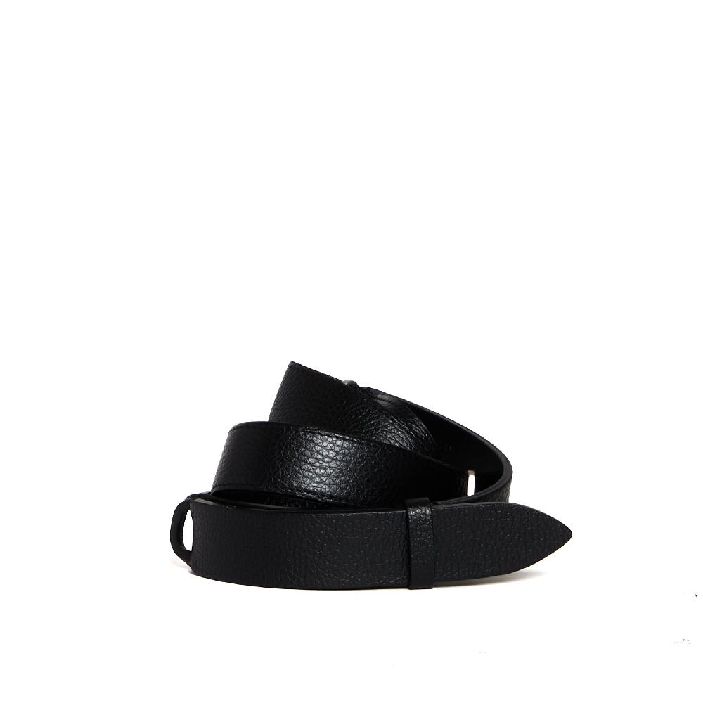 Sorelle Perego cintura nobuckle in pelle martellata nera Sottocosto