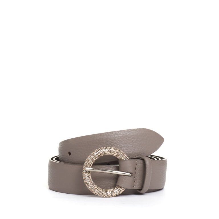 Sorelle Perego cintura taupe fibbia argento rotonda In Vendita