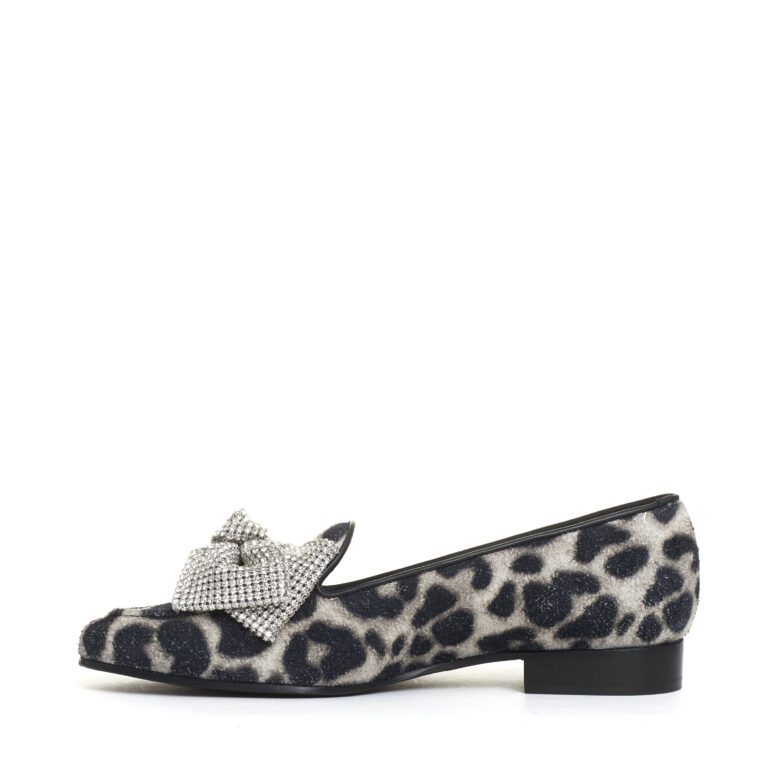 Sorelle Perego mocassino fiocco strass e stampa leopardo Hotsell