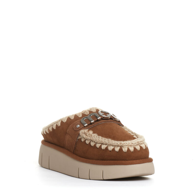 Sorelle Perego ciabatta camoscio cuoio con logo metallo Shopping Online