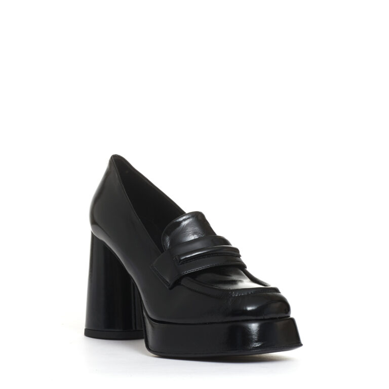 Sorelle Perego mocassino vernice nero platò tacco 90 mm Novità