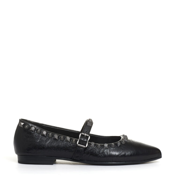 Sorelle Perego ballerina pelle nera borchie Nuova