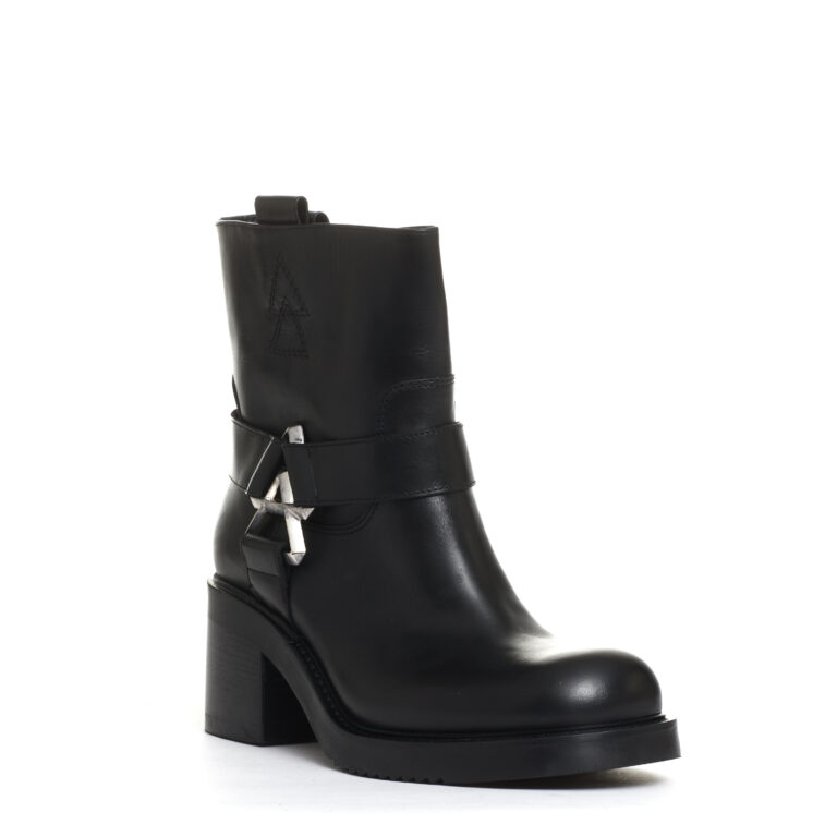 Sorelle Perego biker basso fibbie e cerniera argento tacco 60 mm In Linea