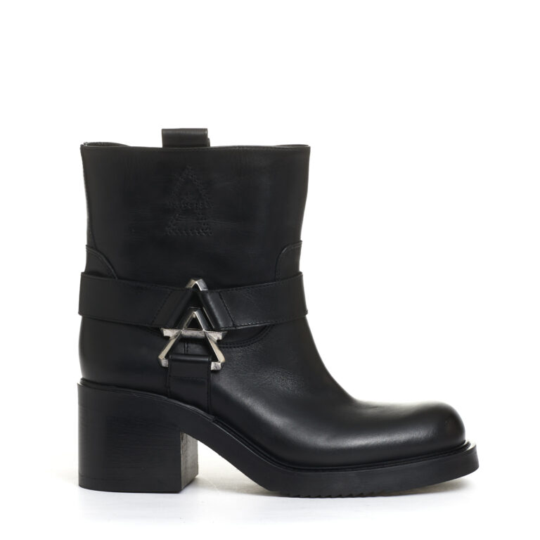 Sorelle Perego biker basso fibbie e cerniera argento tacco 60 mm In Linea