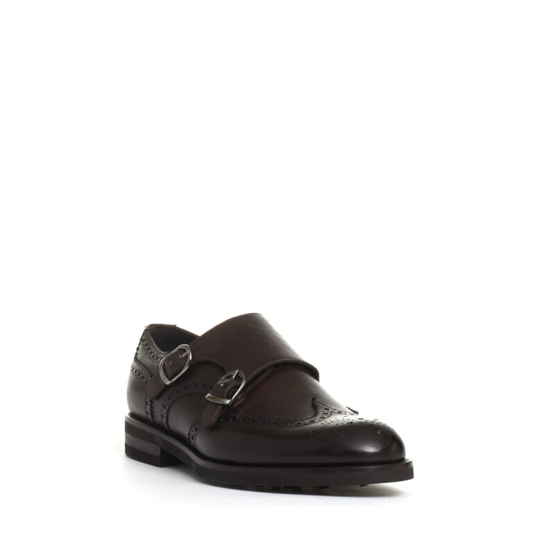 Sorelle Perego derby doppia fibbia pelle marrone In Saldo