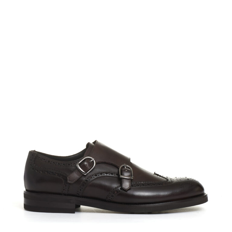 Sorelle Perego derby doppia fibbia pelle marrone In Saldo
