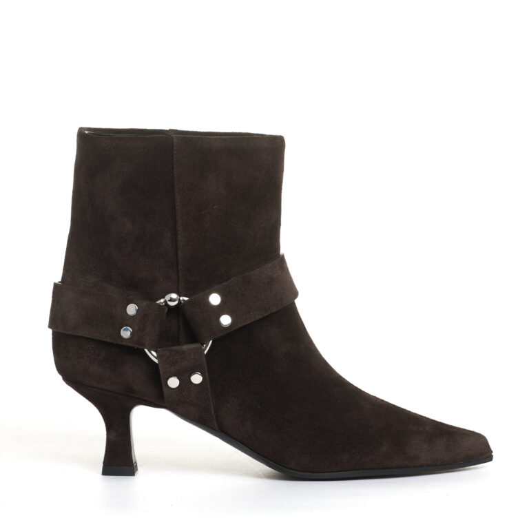 Sorelle Perego stivaletto tacco 55 mm camoscio marrone Italy