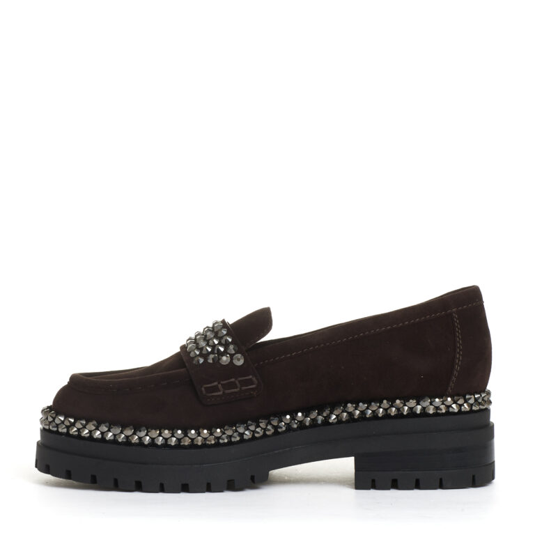 Sorelle Perego mocassino camoscio ebano con strass Vendita
