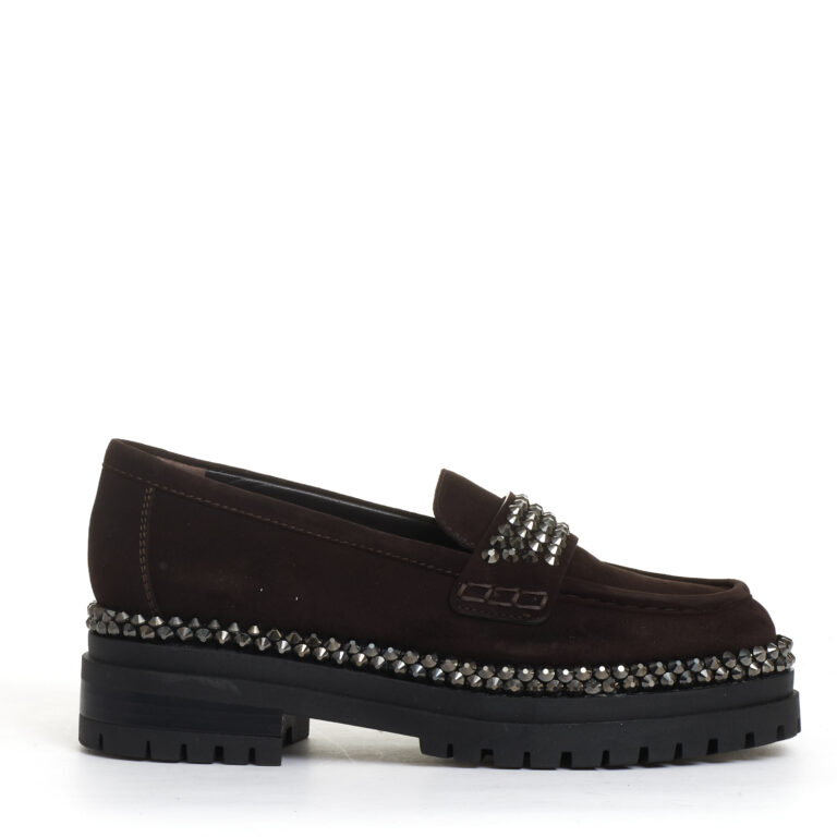 Sorelle Perego mocassino camoscio ebano con strass Vendita