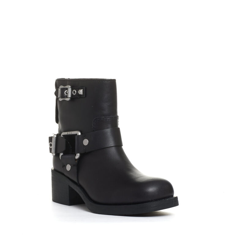 Sorelle Perego biker basso con fibbie nero Vendita Calda