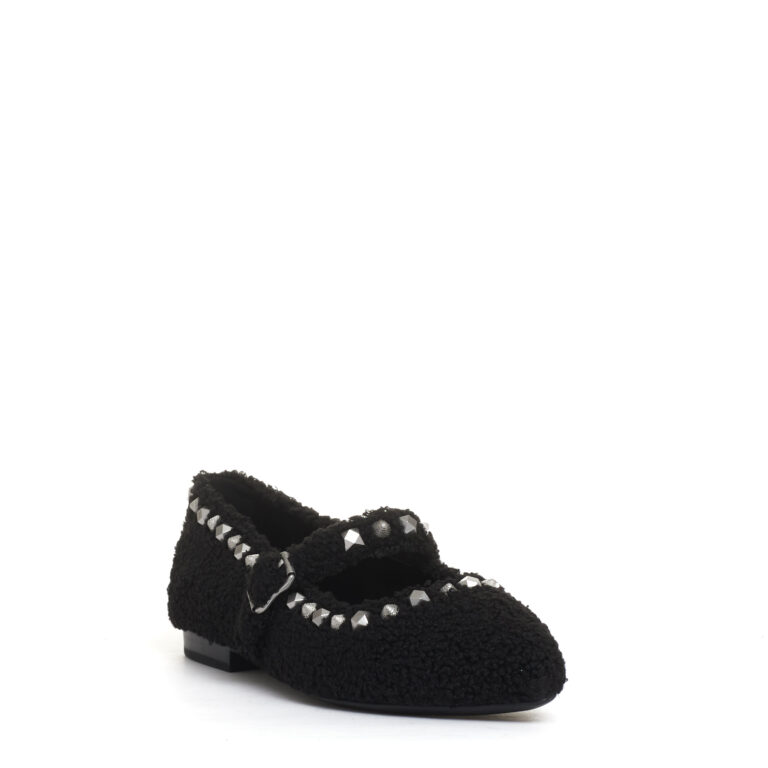 Sorelle Perego ballerina ecofur nero con cinturino e borchie I Più Venduti